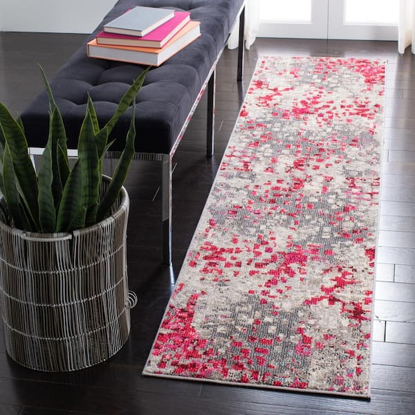 Madison Gray/Red 2 ft. x 16 ft. Runner Rug