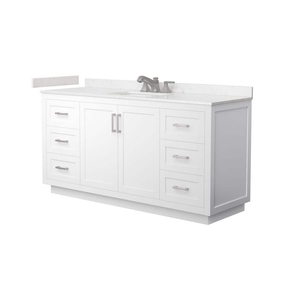 Miranda 66 in. Single Freestanding White Bath Vanity with Carrara Cultured Marble Top Assembled price history on PriceWatchPro