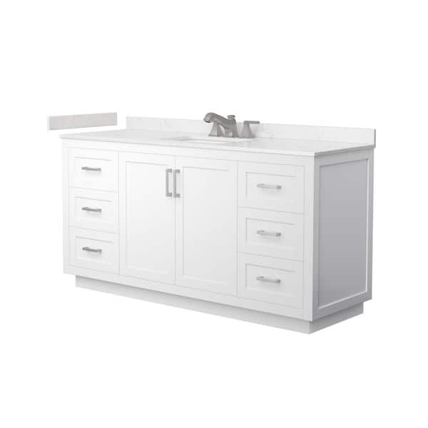 Miranda 66 in. Single Freestanding White Bath Vanity with Carrara Cultured Marble Top Assembled