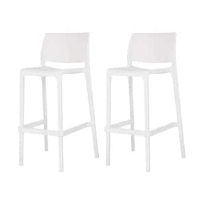 Sensilla White 40.60 in. Low Back Resin Stackable Bar Stool (Set of 2)