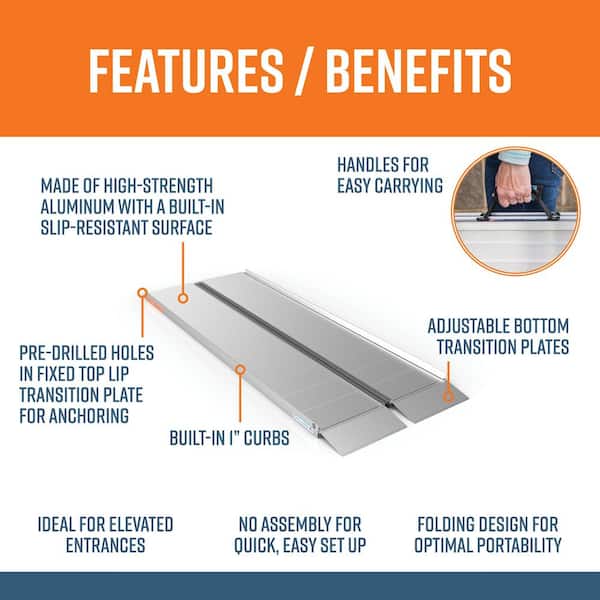 SUITCASE 7 ft. Singlefold Portable Aluminum Wheelchair Ramp