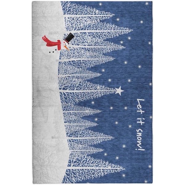 Dream Shag Premium Machine Washable Abstract ADS223 Blue 3 ft. x 5 ft. Area Rug
