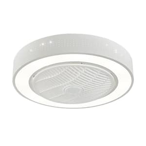 22 in. Modern LED Indoor White Flush Mount Circular Ceiling Fan with Light with Remote Control