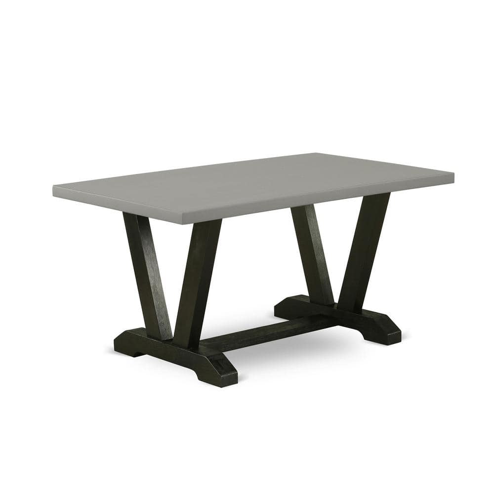 Modern Black and Cement 5-Piece Dining Set with Padded Chairs