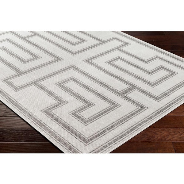 Long Beach Light Gray Geometric 3 ft. x 7 ft. Indoor/Outdoor Runner Indoor/Outdoor Area Rug