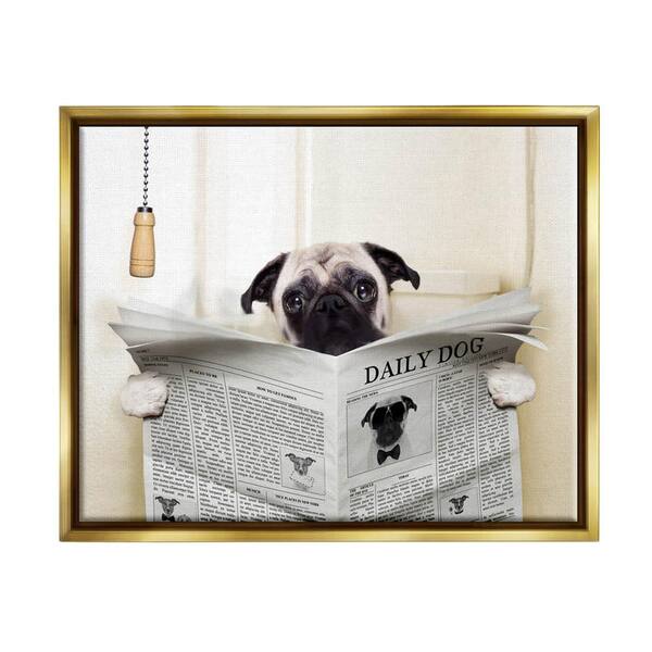 The Stupell Home Decor Collection Pug Reading Newspaper in Bathroom by In House Floater Frame Animal Wall Art Print 21 in. x 17 in. wrp-1169_ffg_16x20 - The Home Depot The Stupell Home Decor Collection Pug Reading Newspaper in Bathroom by In House Floater Frame Animal Wall Art Print 21 in. x 17 in. wrp-1169_ffg_16x20 - The Home Depot