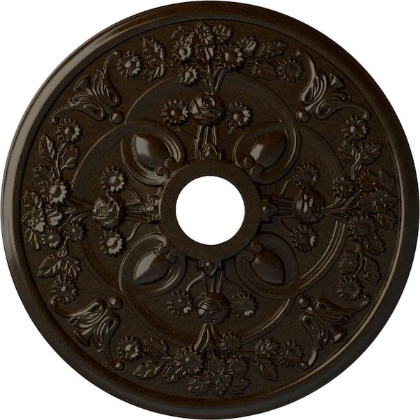 Ekena Millwork 1-3/8 in. x 30-7/8 in. x 30-7/8 in. Polyurethane Rose Ceiling Medallion, Bronze