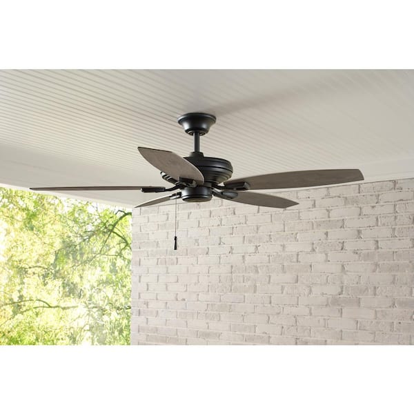 Hampton Bay North Pond 52 In Indoor Outdoor Matte Black Ceiling Fan 51718 The Home Depot - Home Depot Indoor Ceiling Fans Without Lights