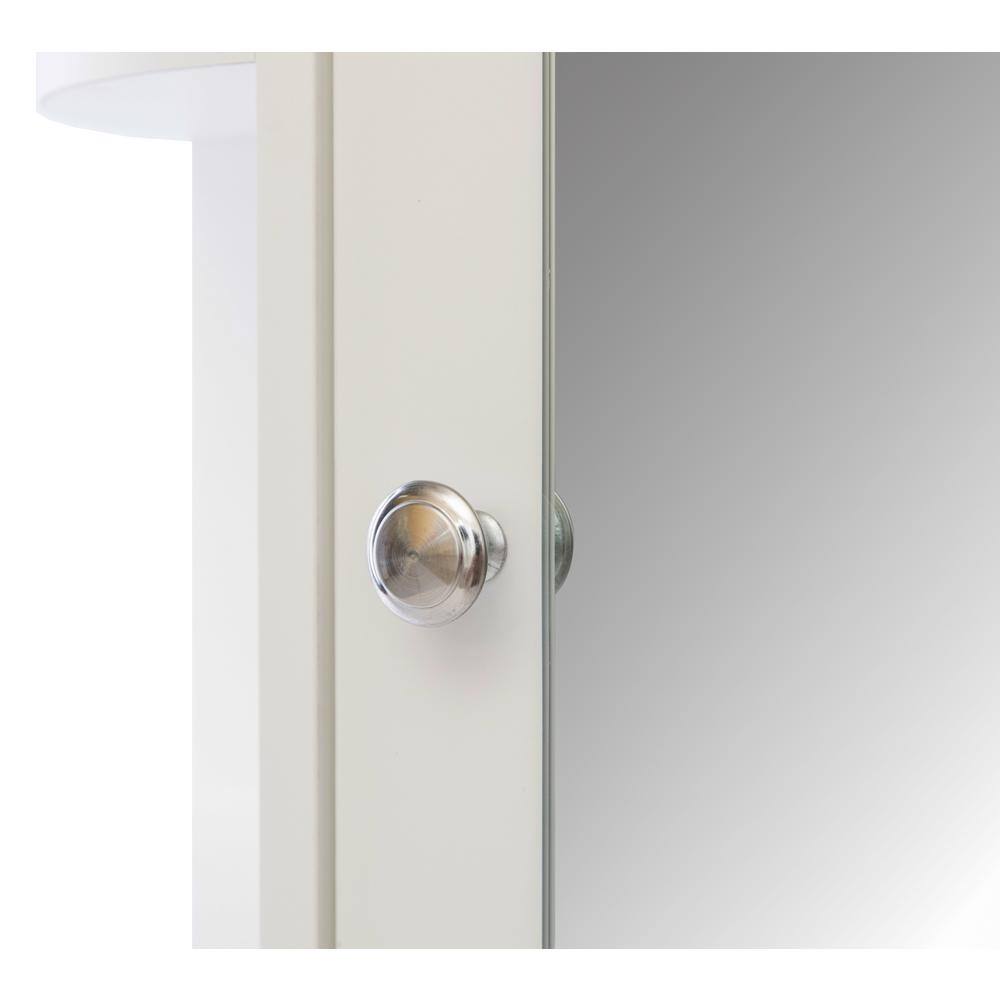 White Wall Mounted Mirrored Medicine Cabinet with Open Shelves