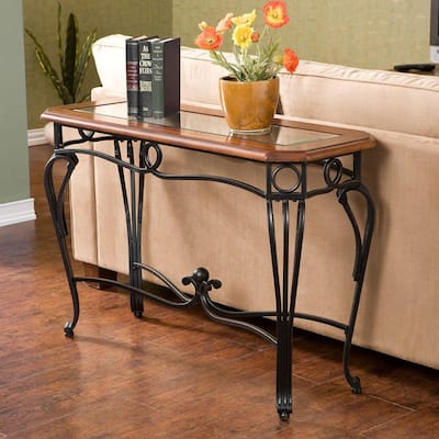 Thomas 42 in. Black/Dark Cherry Rectangle Glass Console Table