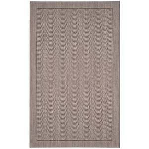 Palm Beach Silver 4 ft. x 6 ft. Border Solid Area Rug