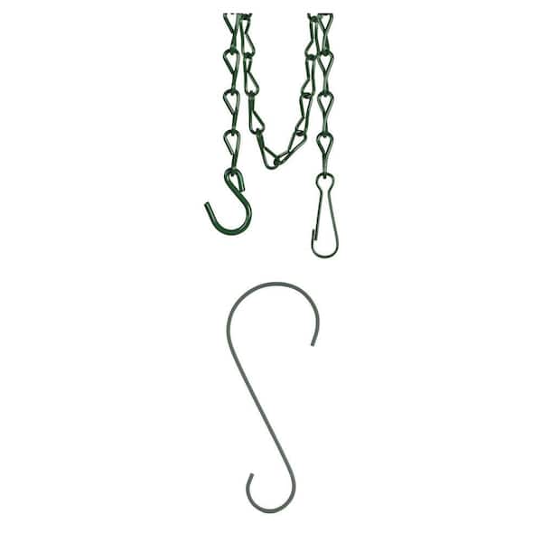33 in. Chain and 12 in. Metal Hook for Hanging Bird Feeders (16 lb. and 25 lb. Load Capacity) Combo