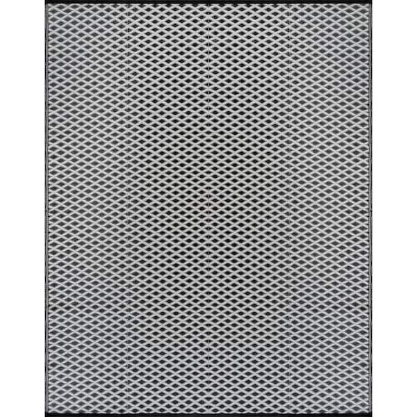 White 8 ft. x 10 ft. Jewel Diamond Geometric Washable Trellis Reversible Indoor Outdoor Area Rug