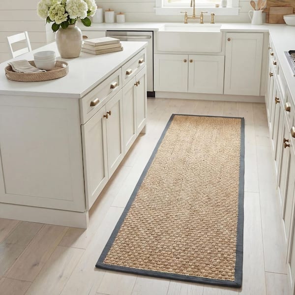 Natural Fiber Beige/Gray 3 ft. x 4 ft. Border Area Rug