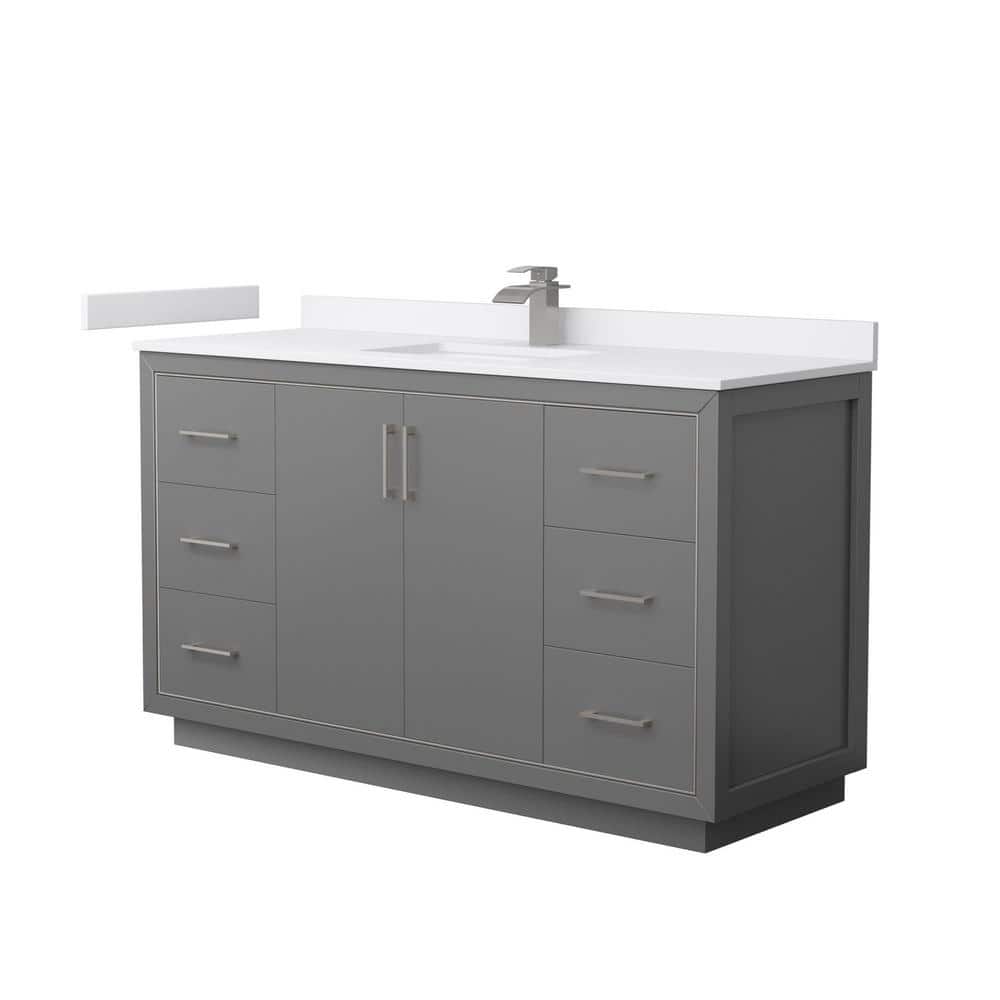 Icon 60 in. W x 22 in. D x 35 in. H Single Bath Vanity in Dark Gray with White Cultured Marble Top price history on PriceWatchPro