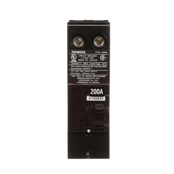 Siemens 200 Amp Double-Pole 22kA Type QN Reverse Handle Circuit Breaker