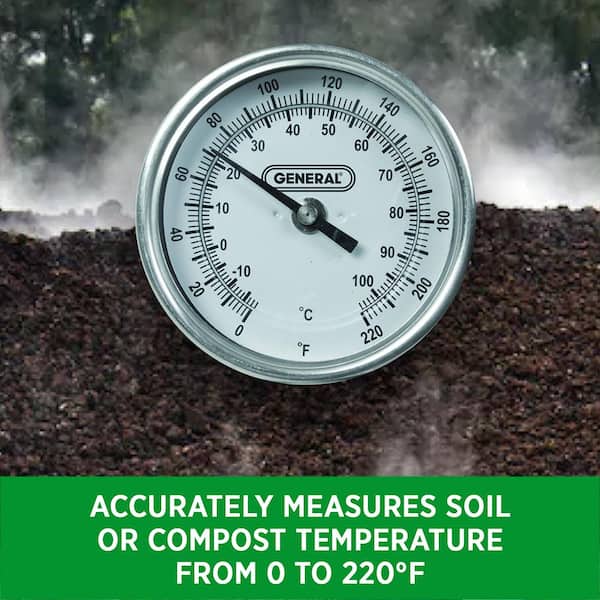 General Tools 36 Inch Lomg-Stem Indoor/Outdoor Agricultural Soil Compost  Thermometer with Analog Dial and NPT fitting T300-36 - The Home Depot
