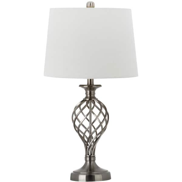 SAFAVIEH Lattice 26.75 in. Nickel Table Lamp