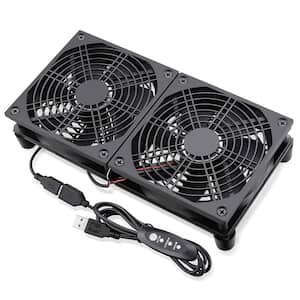 Dual 120mm 5V USB Fans, 102CFM Big Airflow Fan Cooling for Router TV Box Micro Computer and Other Electronics in Black