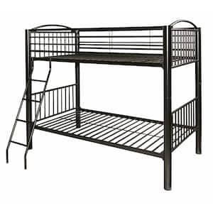 Janvier Black Powder Coated Heavy Metal Twin Over Twin Bunk Bed