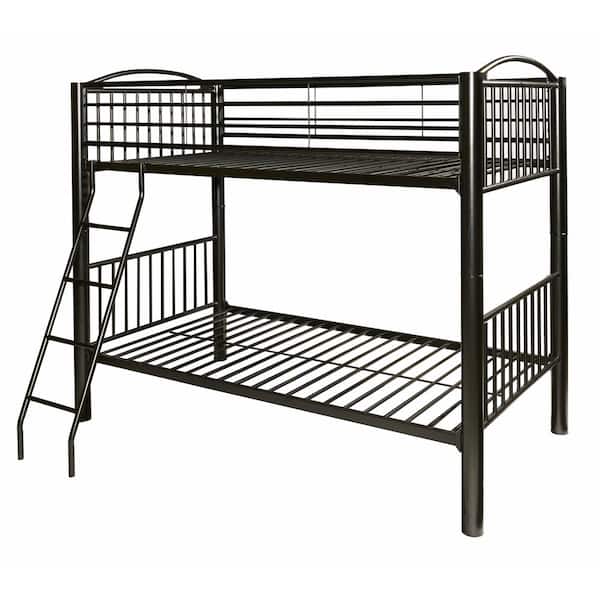 Powell Company Janvier Black Powder Coated Heavy Metal Twin Over Twin Bunk Bed