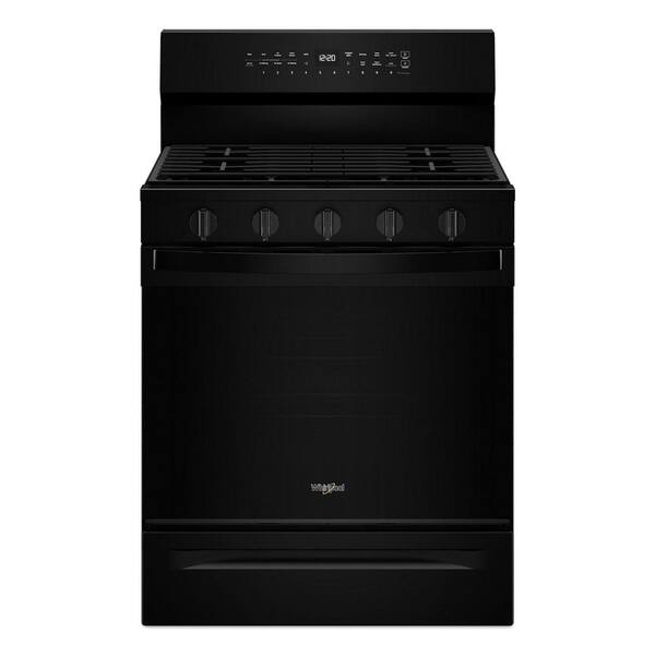 30 in. 5-Burners Freestanding Gas Smart Range in Black with Air Cooking Technology