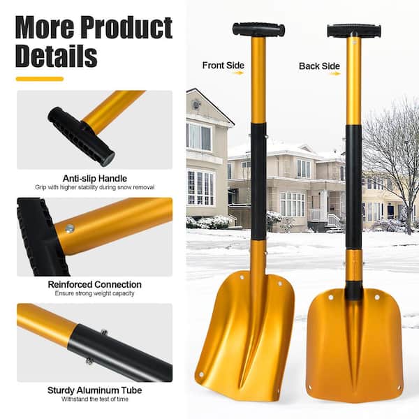 Costway Portable 23 in. Aluminum Handle Plastic Snow Shovel Adjustable  Length W/Anti-Skid Handle  Large Blade NP10217 The Home Depot