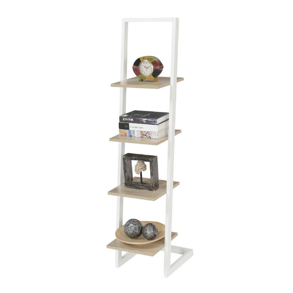 Elegant 4-Tier Black Woodgrain Ladder Bookshelf