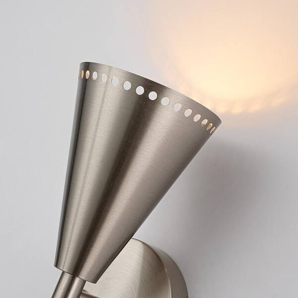 HUOKU Nimbus 2-Light 4.7 in. W Brushed Nickel Wall Sconce Up