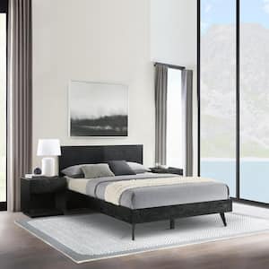 Petra 3-Piece Black Wood Queen Bedroom Set with Headboard