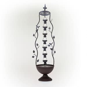 41 in. Tall Indoor/Outdoor Metal Hanging 7-Cup Tiered Floor Water Fountain, Bronze