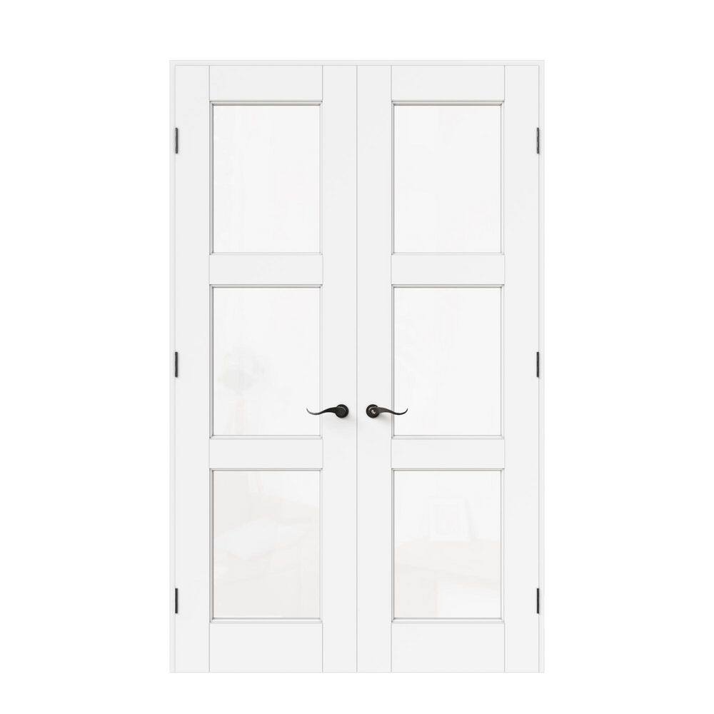 Assembly Required 36 in. x 80 in. 3-Lite Clear Glass Universal White Glass Interior French Door Kit w/Separate Jamb price history on PriceWatchPro