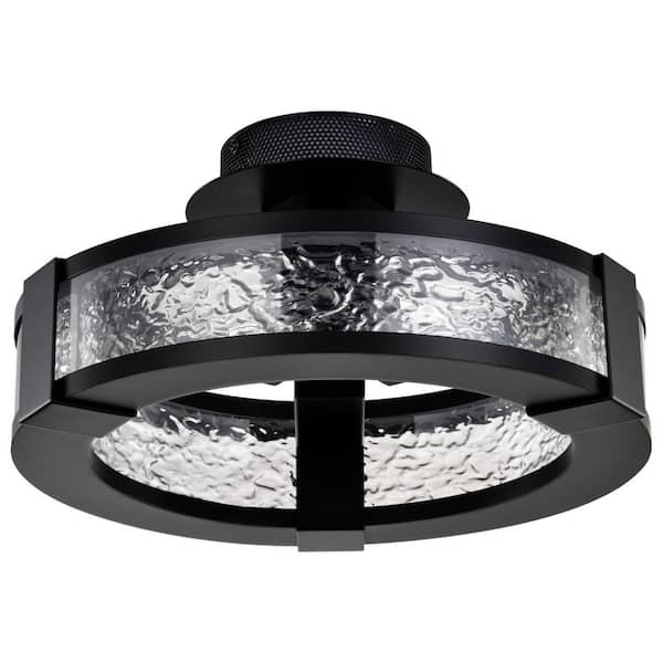 Darrow 13.75 in. 1-Light Matte Black Integrated LED Semi-Flush Mount