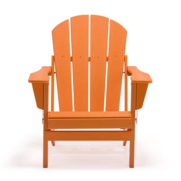 TIRAMISUBEST Orange Folding Plastic Adirondack Chair