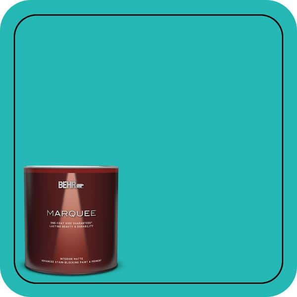 BEHR MARQUEE 1 qt. #MQ4-21 Caicos Turquoise One-Coat Hide Matte Interior Paint & Primer