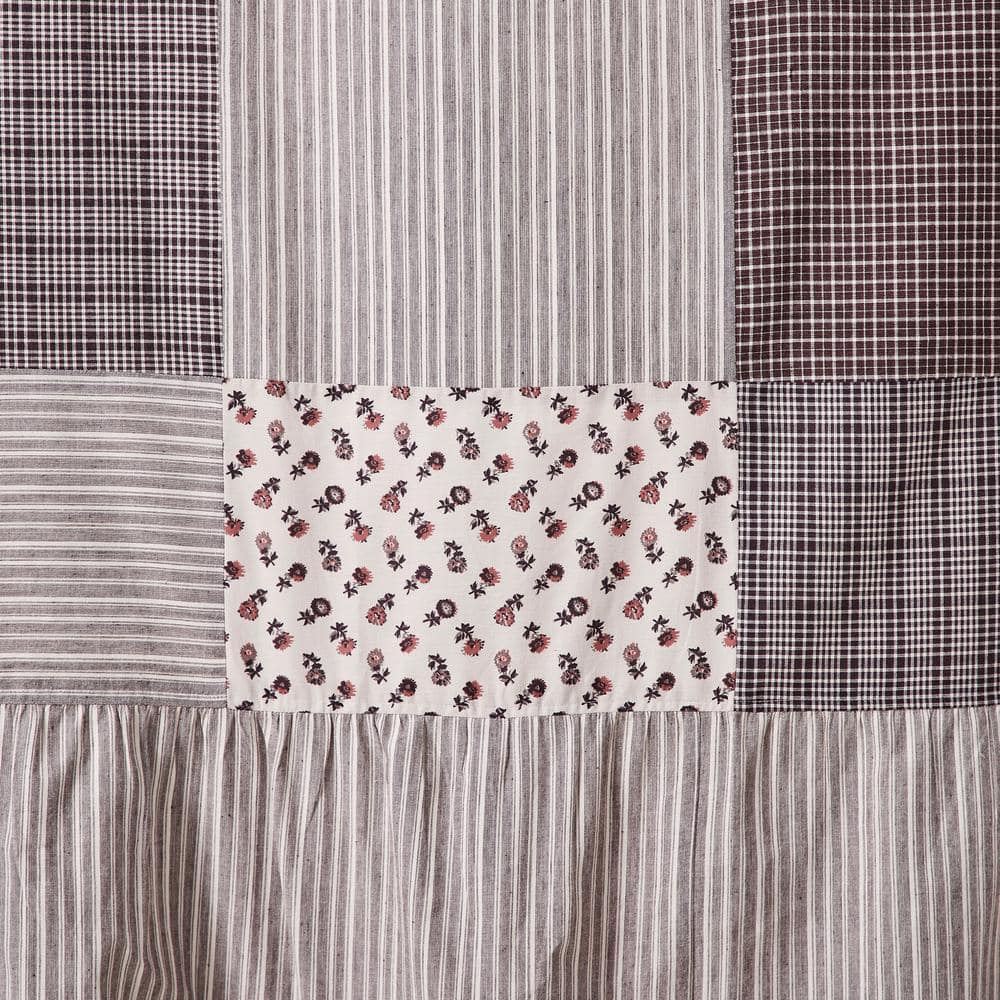 Florette Patchwork Brown and White Fabric Shower Curtain 72x72