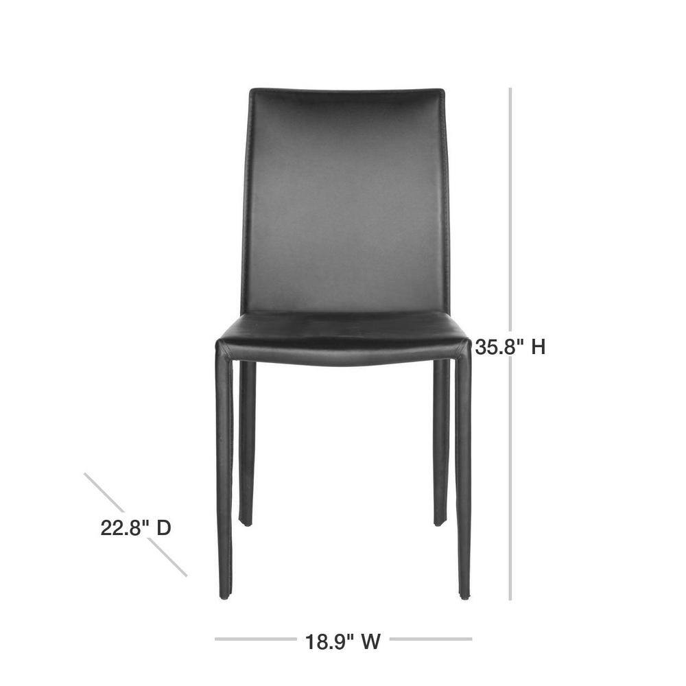 Karna Black Leather Upholstered Dining Side Chair Set