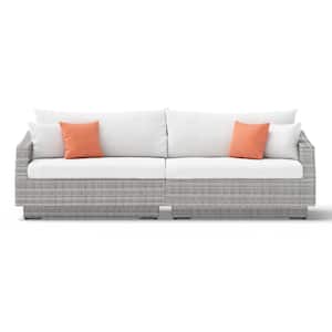 Cannes 2-Piece All-Weather Wicker Patio Sofa with Sunbrella Cast Coral Cushions