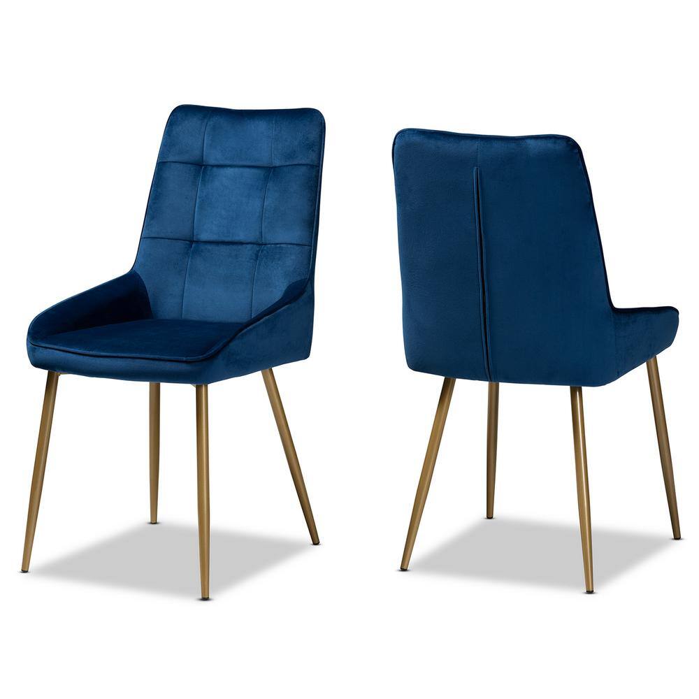 UPC 193271196173 product image for Gavino Navy Blue and Gold Dining Chair (Set of 2) | upcitemdb.com
