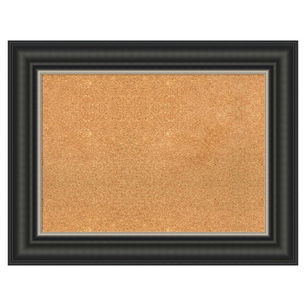 Amanti Art Ballroom Black Silver Natural Corkboard 36 in. x 28 in. Bulletin Board Memo Board