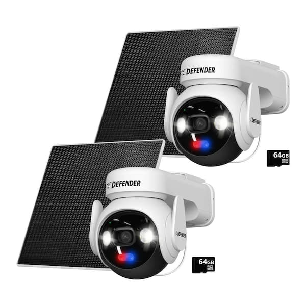 AI Solar Powered 4K Guard Ultra-Charge PTZ Wireless WIFI Security Camera with 24/7 Recording (AOV), 64GB, 2 Pack