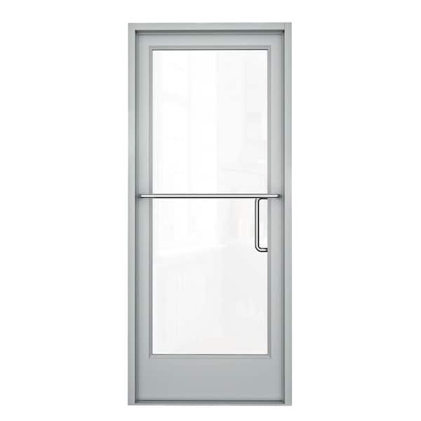 36 in. x 84 in. Left Hand/Outswing Anodized Aluminum Silver Prehung Commercial Door