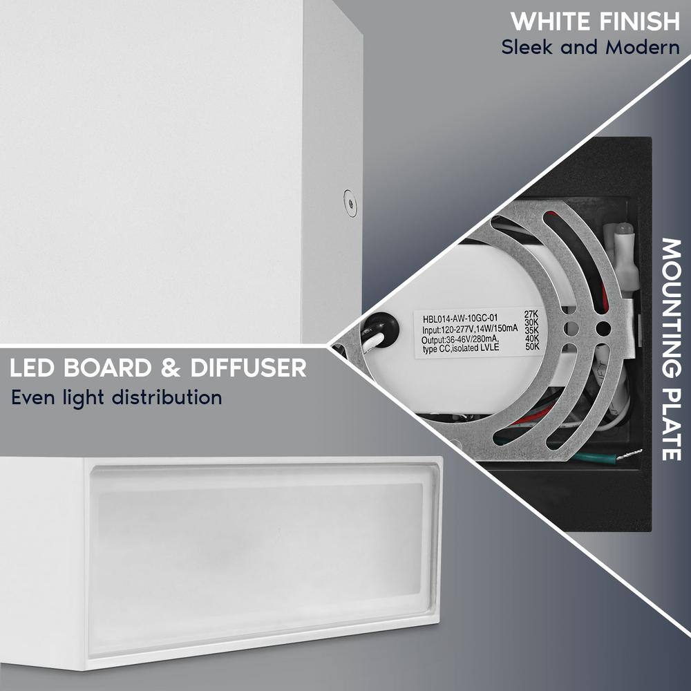 White Square LED Up and Down Wall Sconce