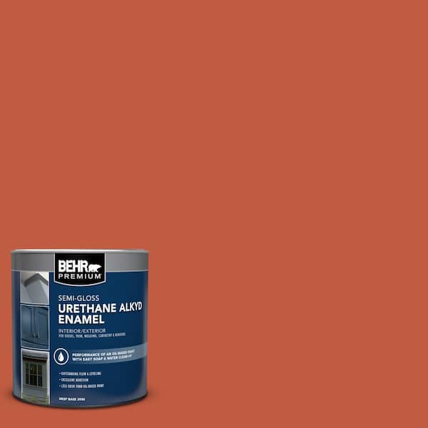 BEHR PREMIUM 1 qt. #M180-7 Deep Fire Semi-Gloss Enamel Urethane Alkyd Interior/Exterior Paint
