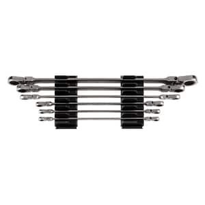1/4 in. to 13/16 in. Long Flex Head 12-Point Ratcheting Box End Wrench Set with Modular Slotted Organizer (6-Piece)