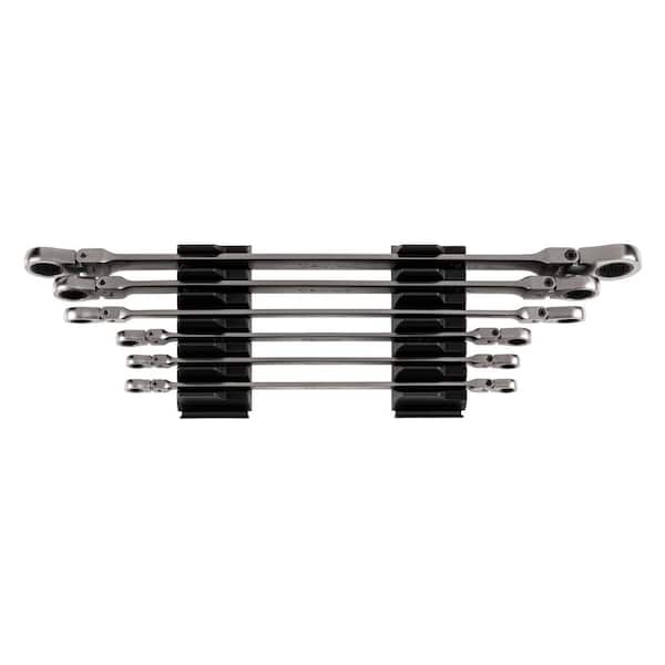 TEKTON 1/4 in. to 13/16 in. Long Flex Head 12-Point Ratcheting Box End Wrench Set with Modular Slotted Organizer (6-Piece)