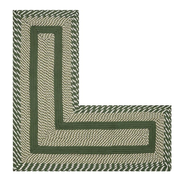 Newport Braid Collection Sage 20" x 48" x 48" L-Shape 100% Polypropylene Reversible Area Rug