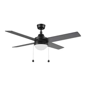 Visalia 52 in. Color Changing Integrated LED Indoor Matte Black 5-Speed DC Ceiling Fan with Light Kit and Pull Chain