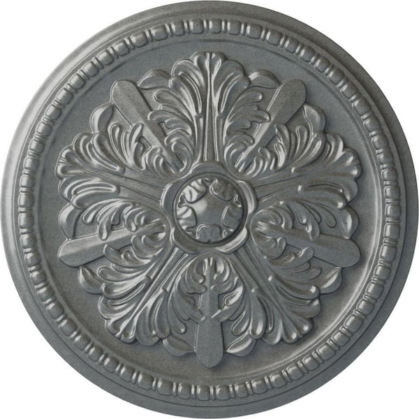 Ekena Millwork 1-1/2 in. x 16-7/8 in. x 16-7/8 in. Polyurethane Swindon Ceiling Medallion, Platinum