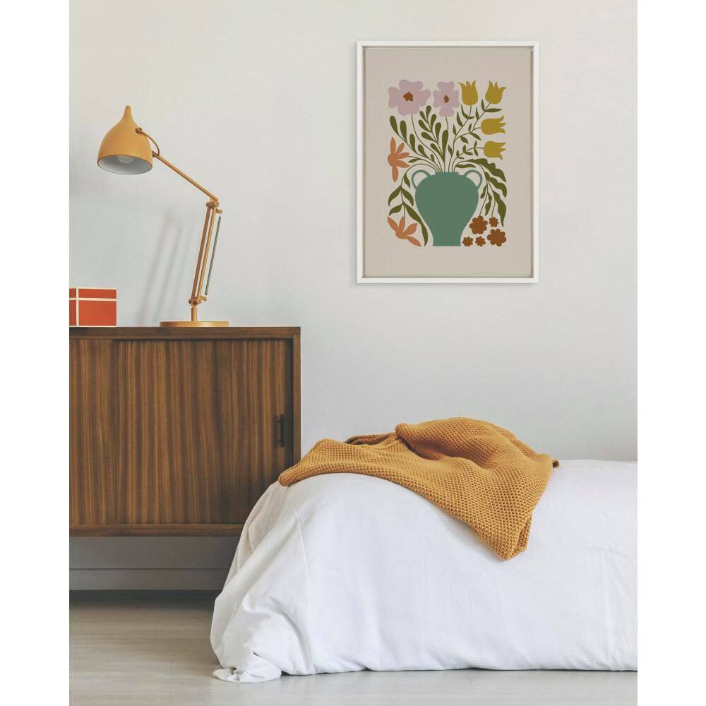 "Sylvie ""Colorful Abstract Retro Floral Multicolored"" by The Creative Bunch Studio White Framed Art Print 18 in. x 24 in." price history on PriceWatchPro